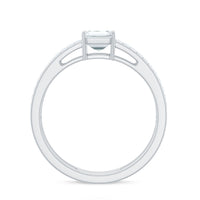 6X8mm Emerald Cut Moissanite Double Band Engagement Ring