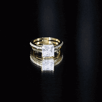 3 Carat Princess Cut Moissanite Double Band Engagement Ring