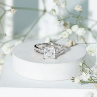 3 Carat Princess Cut Moissanite Double Band Engagement Ring