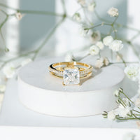 3 Carat Princess Cut Moissanite Double Band Engagement Ring