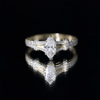 Marquise Cut Moissanite Solitaire Engagement Ring in Split Shank
