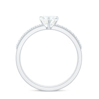 7X7 MM Heart Shape Moissanite Engagement Ring with Side Stones and Beaded Details