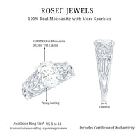 6X8 mm Oval Cut Vintage Inspired Moissanite Filigree Engagement Ring