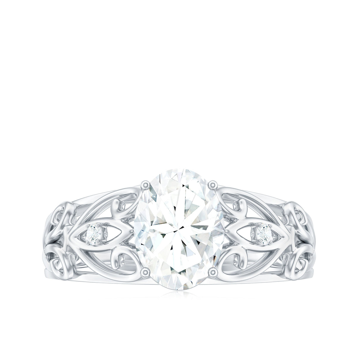 6X8 mm Oval Cut Vintage Inspired Moissanite Filigree Engagement Ring