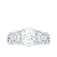 6X8 mm Oval Cut Vintage Inspired Moissanite Filigree Engagement Ring