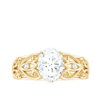 6X8 mm Oval Cut Vintage Inspired Moissanite Filigree Engagement Ring