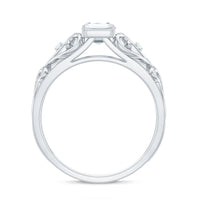 6X8 MM Emerald Cut Moissanite Vintage Inspired Solitaire Ring