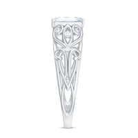 6X8 MM Emerald Cut Moissanite Vintage Inspired Solitaire Ring