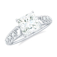 3 Carat Princess Cut Certified Moissanite Solitaire Engagement Ring