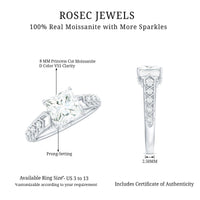 3 Carat Princess Cut Certified Moissanite Solitaire Engagement Ring