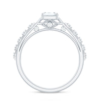 6X8 MM Emerald Cut Moissanite Solitaire Engagement Ring with Side Stones