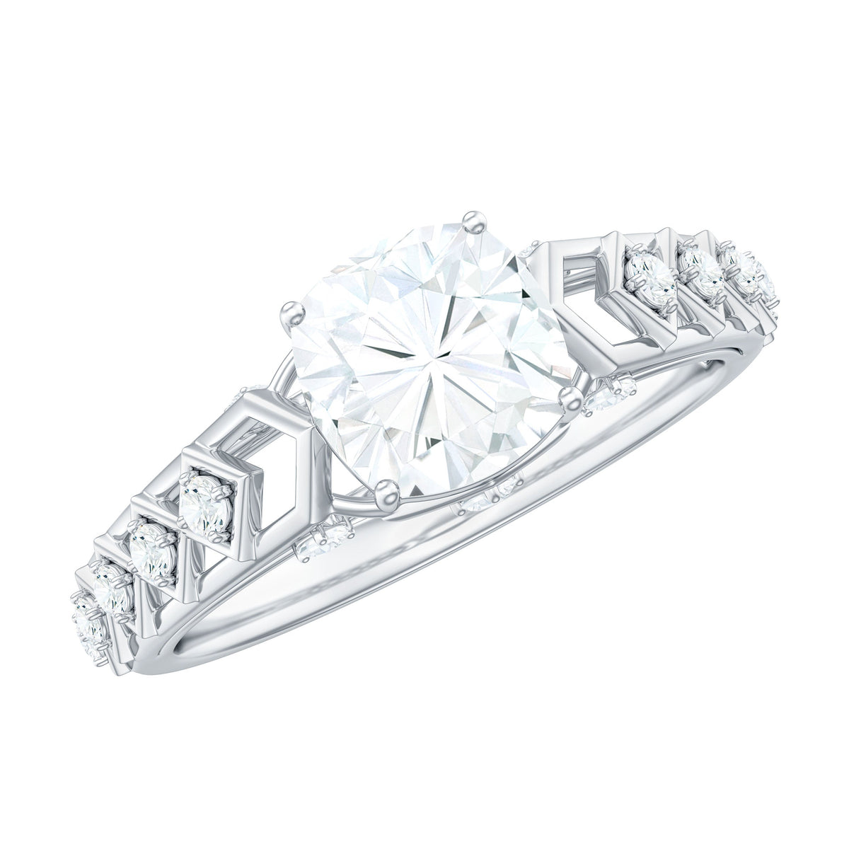 6mm Cushion Cut Certified Moissanite Solitaire Engagement Ring