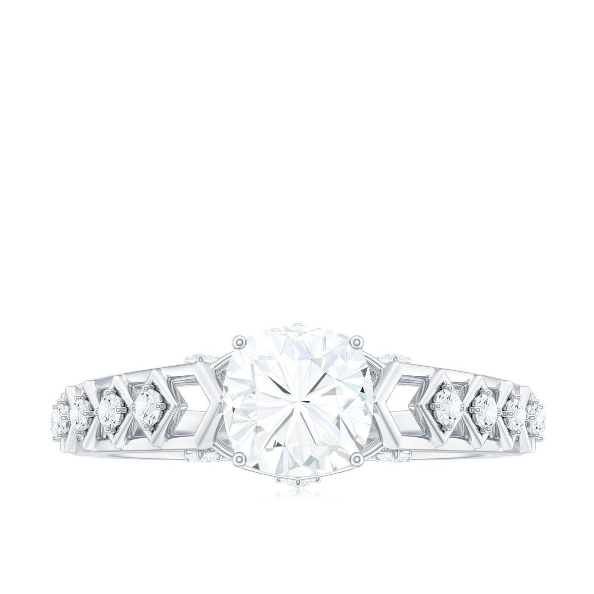 6mm Cushion Cut Certified Moissanite Solitaire Engagement Ring