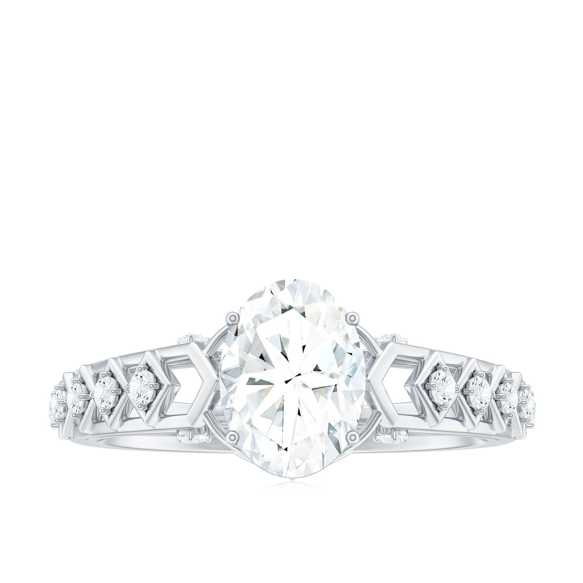 6x8mm Oval Cut Moissanite Solitaire Engagement Ring