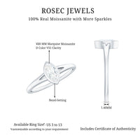 Bezel Set Moissanite Marquise Engagement Ring in Split Shank