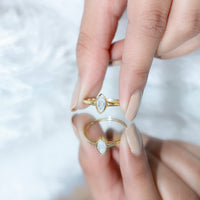 Bezel Set Moissanite Marquise Engagement Ring in Split Shank