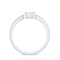 6X8mm Emerald Cut Moissanite Bezel Set Engagement Ring with Split Shank