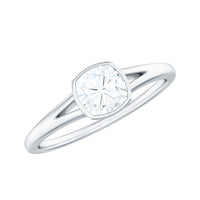 6mm Cushion Cut Moissanite Solitaire Split Shank Ring
