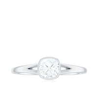 6mm Cushion Cut Moissanite Solitaire Split Shank Ring