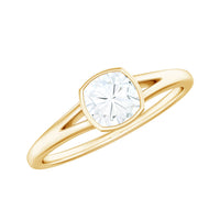6mm Cushion Cut Moissanite Solitaire Split Shank Ring