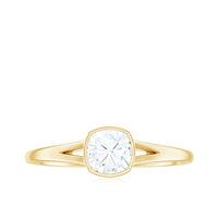 6mm Cushion Cut Moissanite Solitaire Split Shank Ring