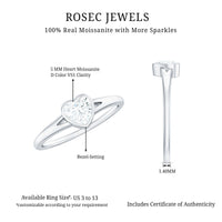 5mm Heart Shape Moissanite Solitaire Ring with Split Shank