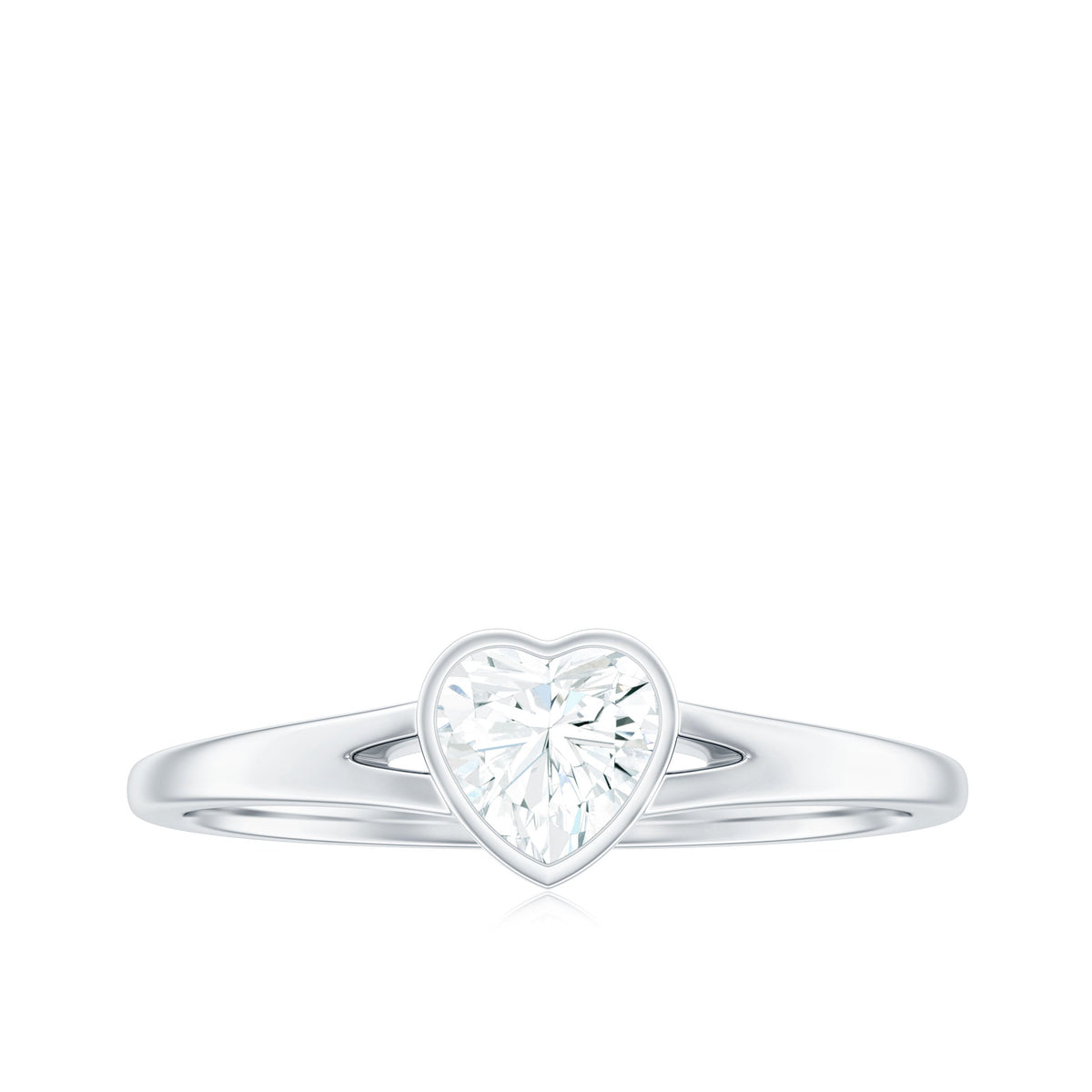 5mm Heart Shape Moissanite Solitaire Ring with Split Shank
