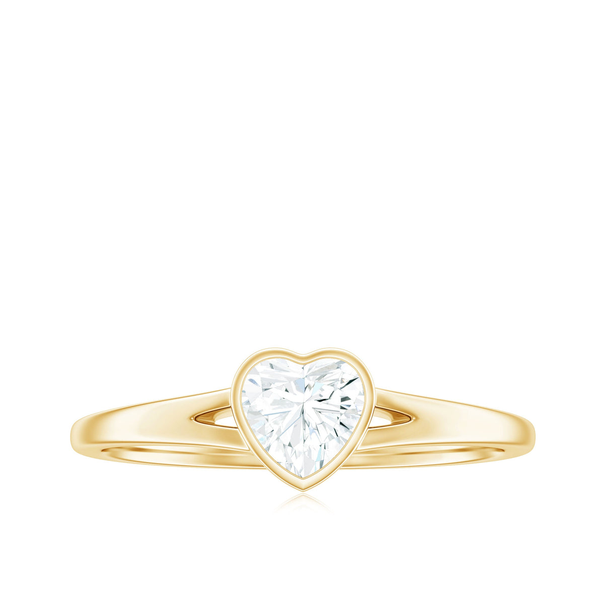 5mm Heart Shape Moissanite Solitaire Ring with Split Shank