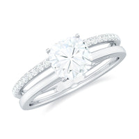 6X6 MM Certified Moissanite Solitaire Double Band Engagement Ring