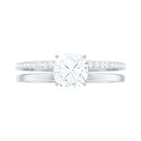 6X6 MM Certified Moissanite Solitaire Double Band Engagement Ring