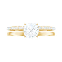 6X6 MM Certified Moissanite Solitaire Double Band Engagement Ring