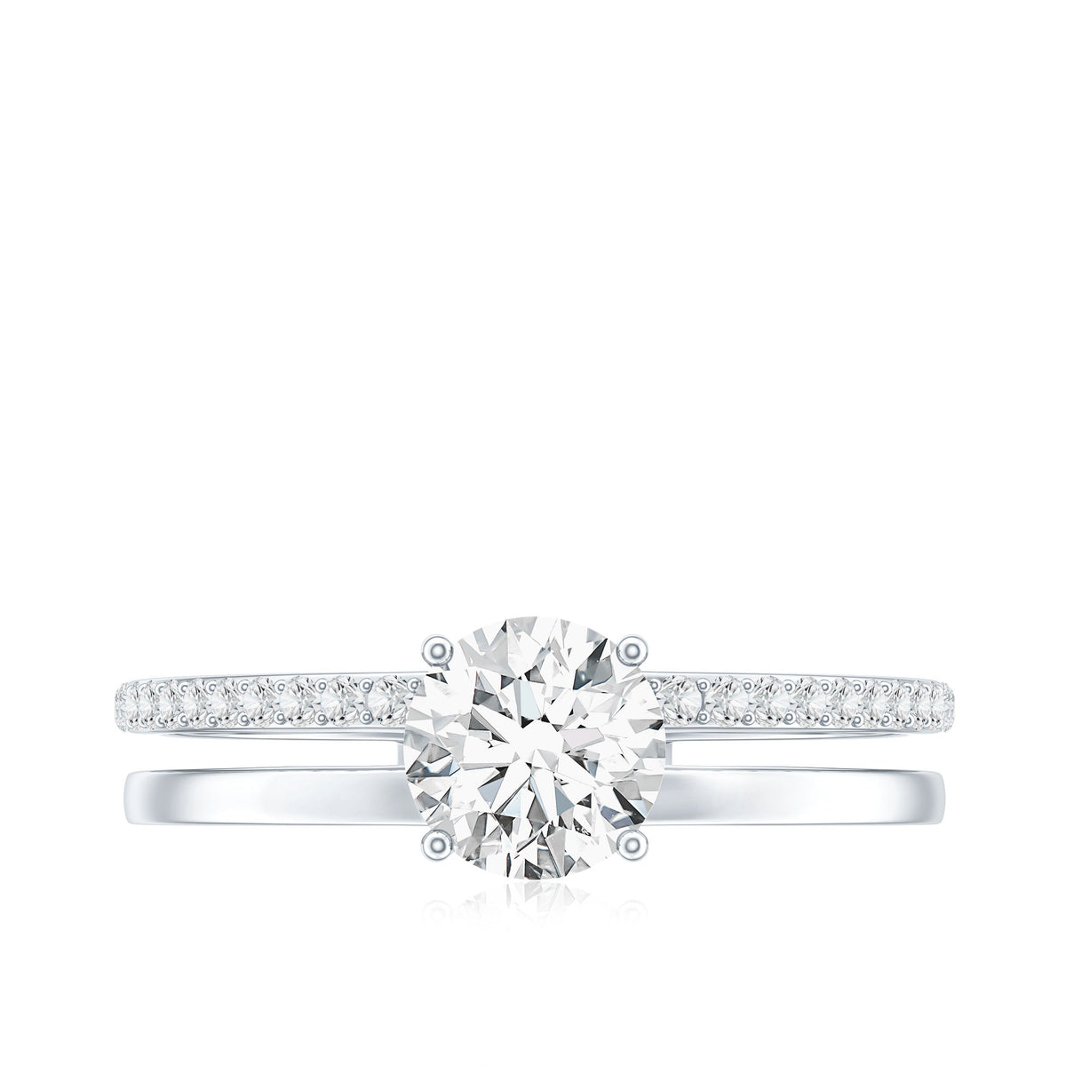 6 mm Round Moissanite Double Band Engagement Ring