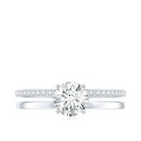 6 mm Round Moissanite Double Band Engagement Ring
