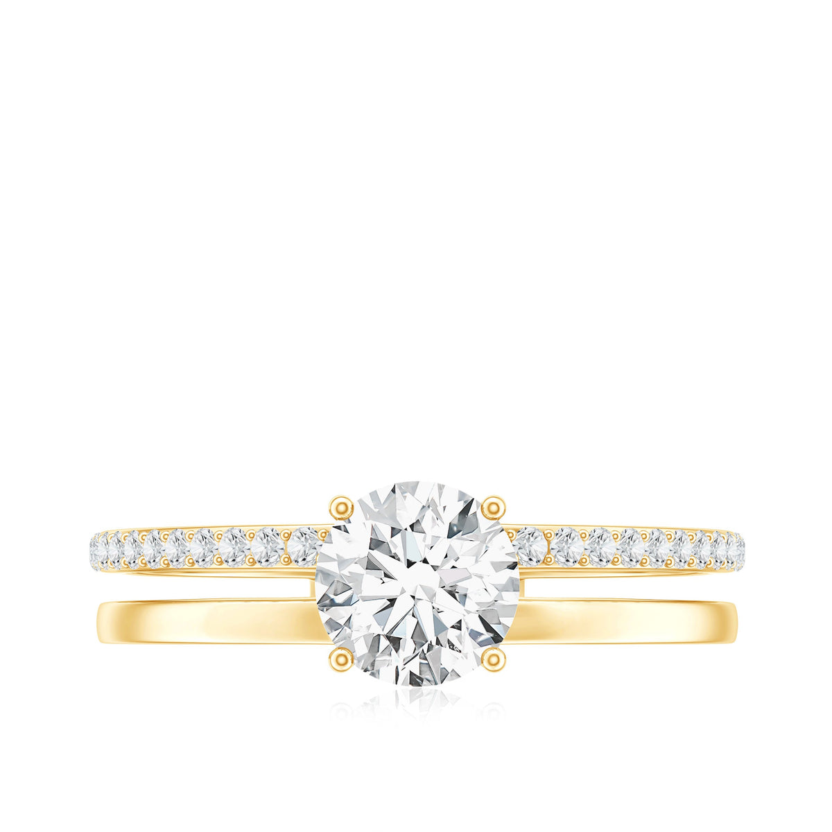 6 mm Round Moissanite Double Band Engagement Ring