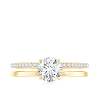 6 mm Round Moissanite Double Band Engagement Ring