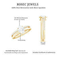 Oval Cut Solitaire Moissanite Double Band Engagement Ring