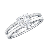 1.5 Carat Heart Shape Moissanite Double Band Engagement Ring