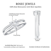 1.5 Carat Heart Shape Moissanite Double Band Engagement Ring