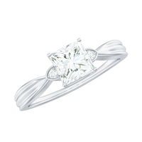 0.7 Carat Princess Cut Moissanite Solitaire Promise Ring for Her