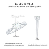0.7 Carat Princess Cut Moissanite Solitaire Promise Ring for Her