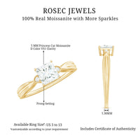 0.7 Carat Princess Cut Moissanite Solitaire Promise Ring for Her