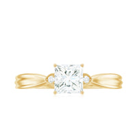 0.7 Carat Princess Cut Moissanite Solitaire Promise Ring for Her