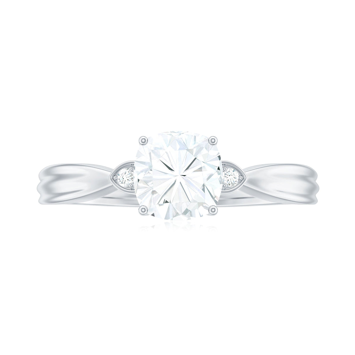 Brilliant Cut 6mm Moissanite Cushion Engagement Ring