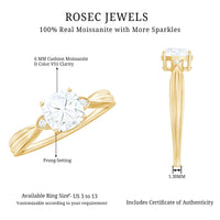 Brilliant Cut 6mm Moissanite Cushion Engagement Ring