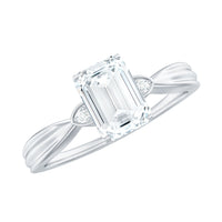 6x8mm Emerald Cut Certified Moissanite Engagement Ring for Women