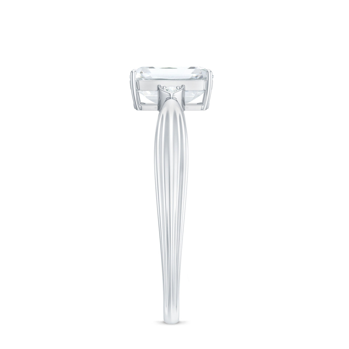 6x8mm Emerald Cut Certified Moissanite Engagement Ring for Women