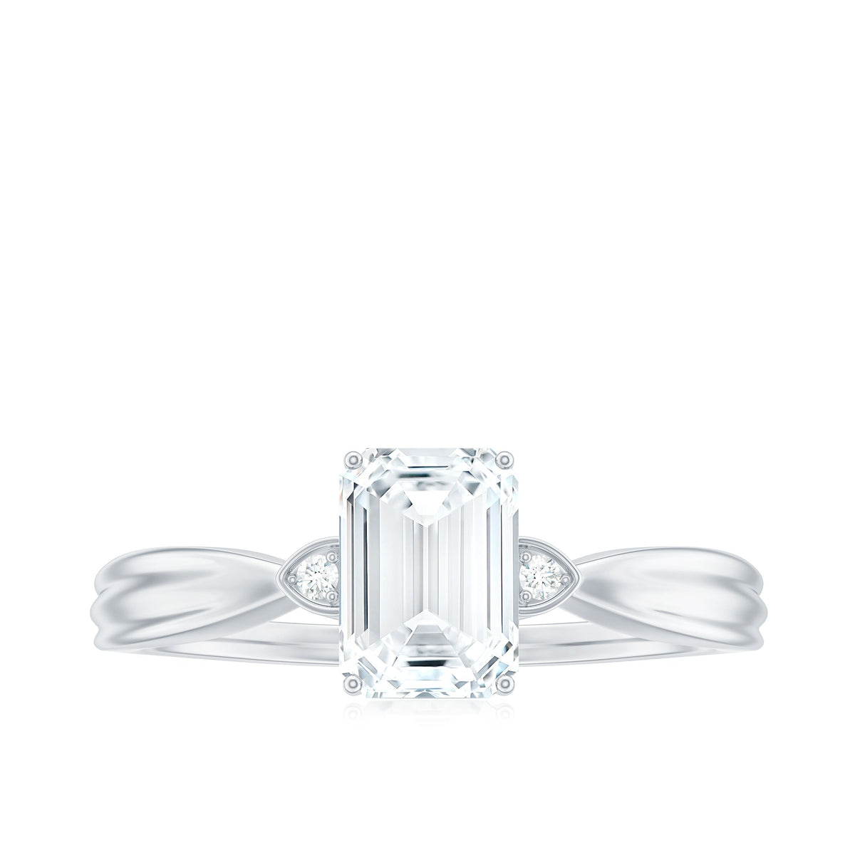 6x8mm Emerald Cut Certified Moissanite Engagement Ring for Women