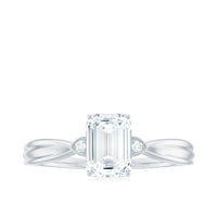 6x8mm Emerald Cut Certified Moissanite Engagement Ring for Women