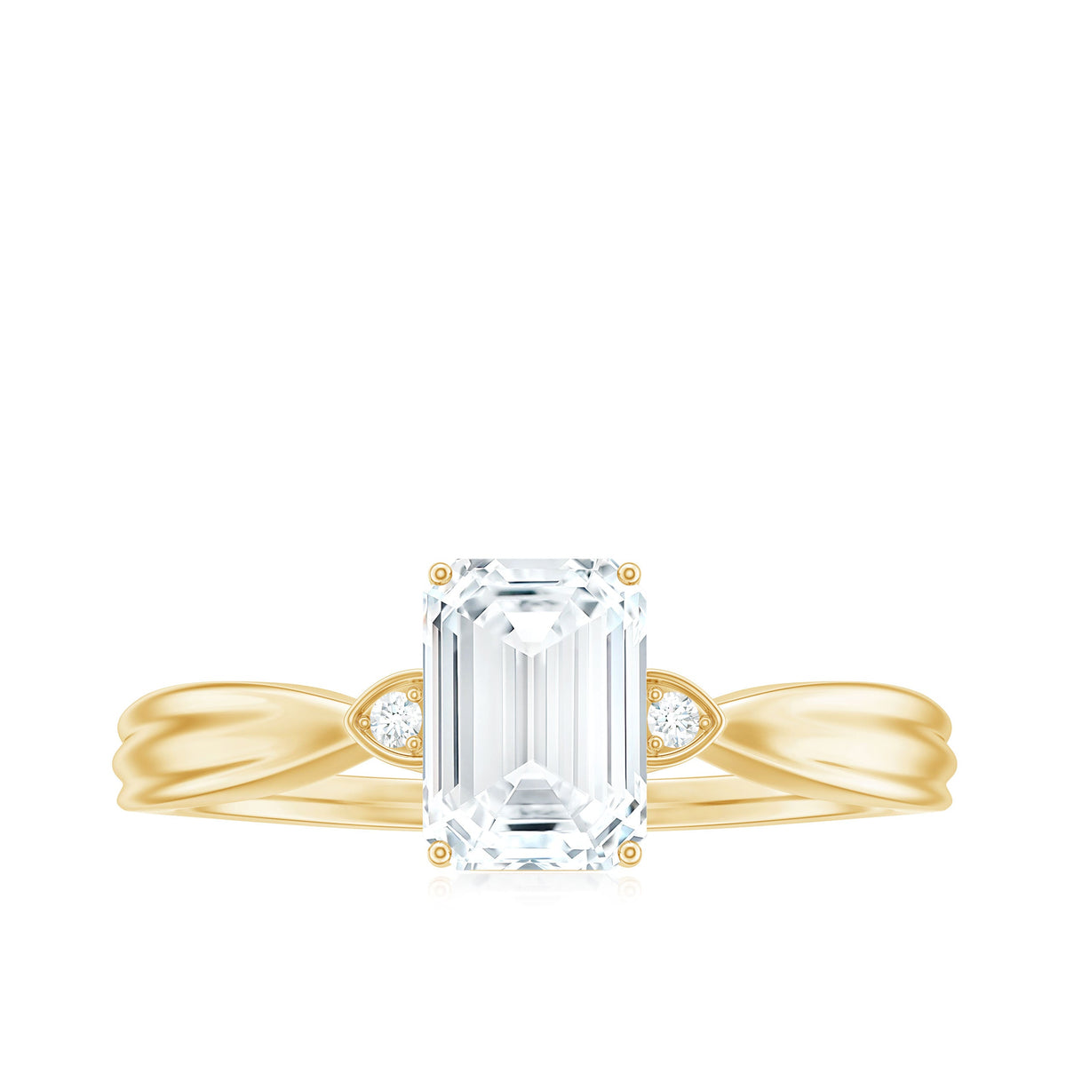 6x8mm Emerald Cut Certified Moissanite Engagement Ring for Women