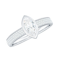 4x8mm Marquise Cut Moissanite Engagement Ring in Bezel Setting